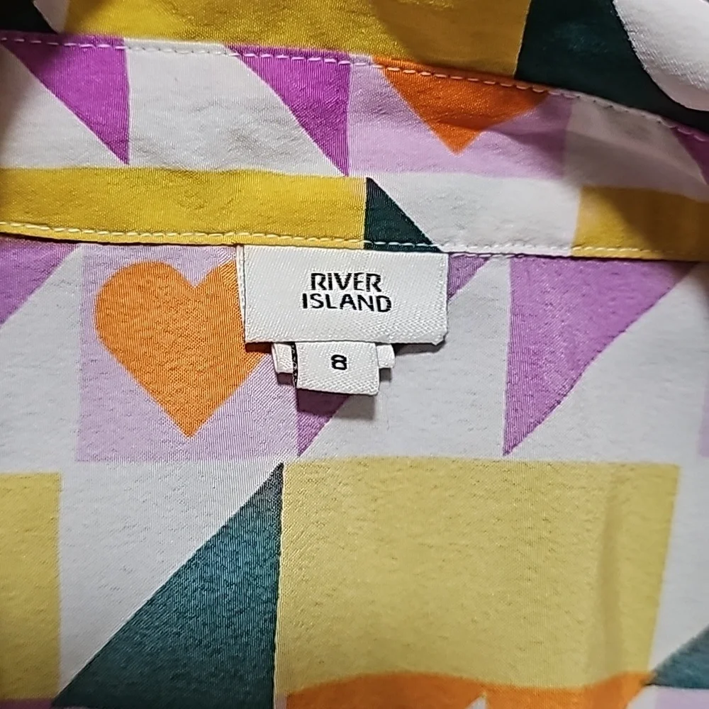 River Island Peace & Heart Print Button Down Dress Size 4 - Picture 3 of 9